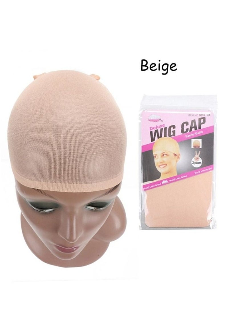 Kanza 2-Pieces Stretchable Wig Weaving Cap Set (Beige)  - Image 1