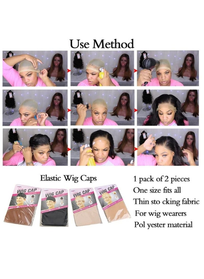Kanza 2-Pieces Stretchable Wig Weaving Cap Set (Beige)  - Image 4