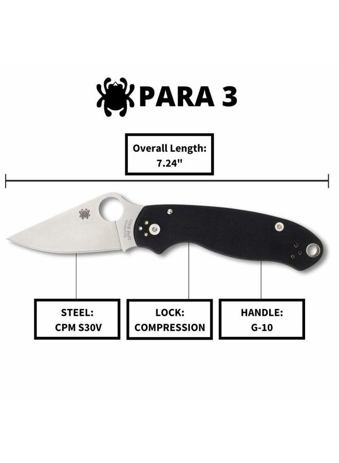 Spyderco سكين طي بارا 3 بتوقيع مع شفرة من الفولاذ المقاوم للصدأ بطول 2.95" ومقبض G-10 متين - حافة مستقيمة - C223GP، مقبض أسود - Image 4