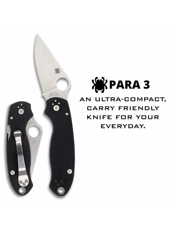 Spyderco سكين طي بارا 3 بتوقيع مع شفرة من الفولاذ المقاوم للصدأ بطول 2.95" ومقبض G-10 متين - حافة مستقيمة - C223GP، مقبض أسود - Image 2