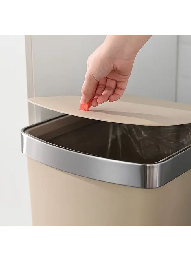 45L 11.89 Gal Heavy Duty Step On Trash Can With Foot Pedal Lid Beige Color Durable Plastic Bin For Home Kitchen Office Commercial Use - Image 1