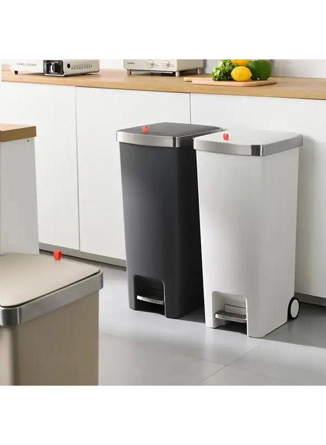 45L 11.89 Gal Heavy Duty Step On Trash Can With Foot Pedal Lid Beige Color Durable Plastic Bin For Home Kitchen Office Commercial Use - Image 4