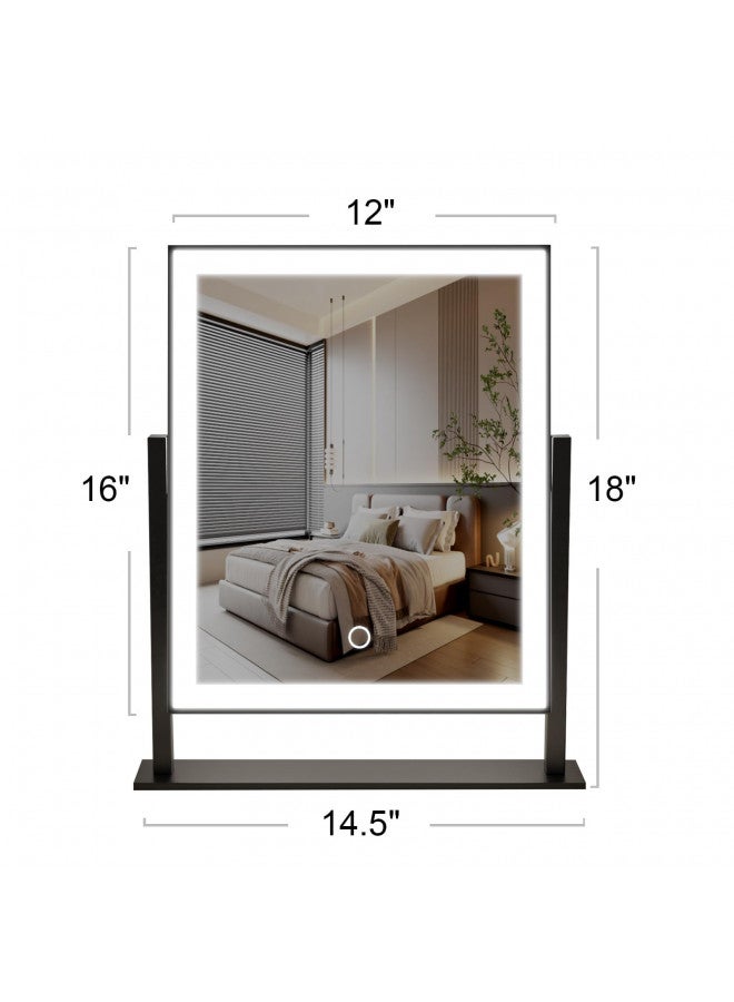 dicheng Ludapp Lighted Makeup Mirror Hollywood Mirror Vanity Makeup Mirror with Light Smart Touch Control 3Colors Dimable Light 360°Rotation (16in, Black) - Image 5