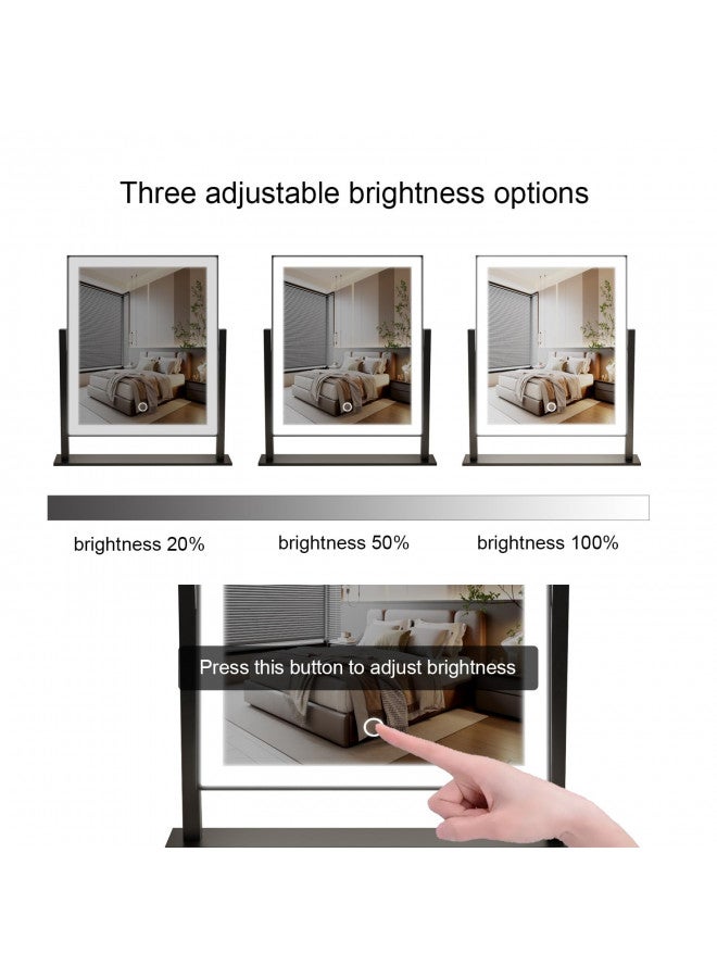 dicheng Ludapp Lighted Makeup Mirror Hollywood Mirror Vanity Makeup Mirror with Light Smart Touch Control 3Colors Dimable Light 360°Rotation (16in, Black) - Image 4