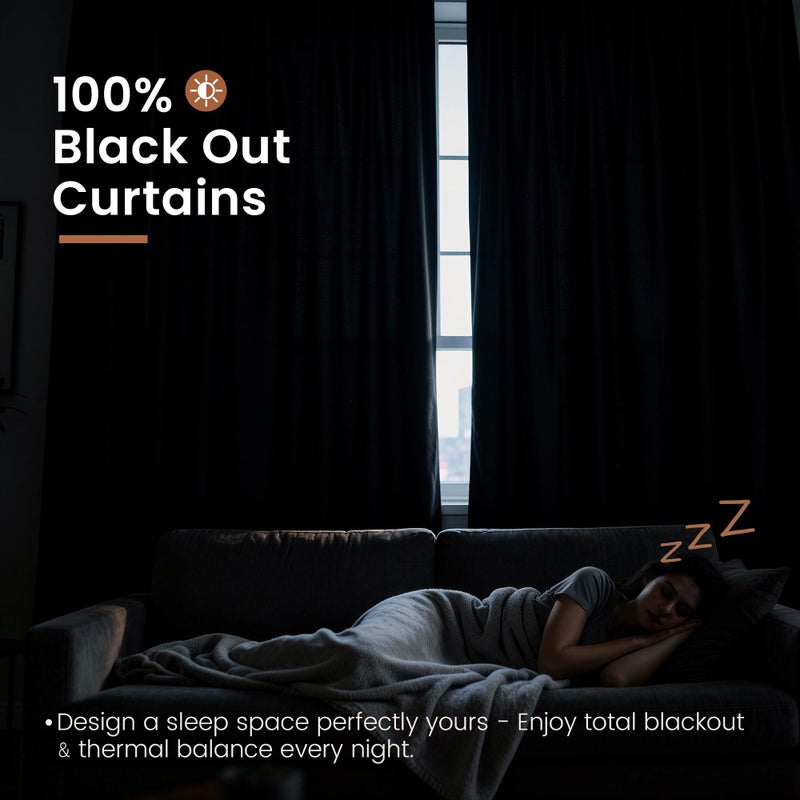 BGment Linen Blackout Curtains 84 Inch Length for Bedroom, Thermal Insulated 100% Black Out Drapes Rod Pocket Room Darkening Light Blocking for Living Room Window, 2 Panels, Each Panel 52 Inch Wide - Image 2