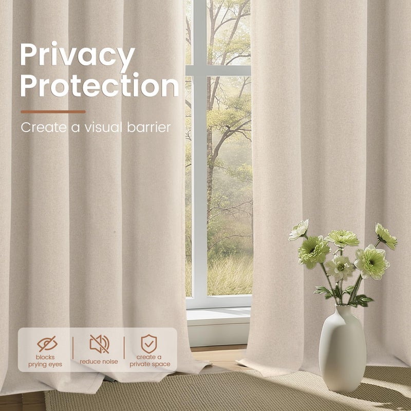 BGment Linen Blackout Curtains 84 Inch Length for Bedroom, Thermal Insulated 100% Black Out Drapes Rod Pocket Room Darkening Light Blocking for Living Room Window, 2 Panels, Each Panel 52 Inch Wide - Image 5