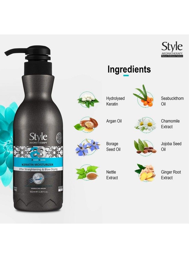 style aromatherapy Professional Keratin Treatment Nourishing Leavein Moisturizer Hair Cream For Dry Damaged Dull Frizzy Hair Sulphate Free100Ml - Image 3