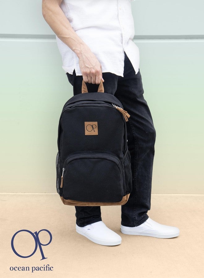 Ocean Pacific La Playa Canvas Backpack for Travel, Sports, Beach, Work, Casual Daypack for Men Women Fits 15.6 Inch Laptop (Black) - Image 2