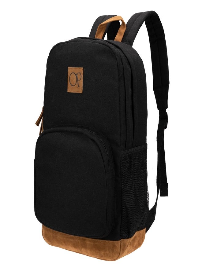 Ocean Pacific La Playa Canvas Backpack for Travel, Sports, Beach, Work, Casual Daypack for Men Women Fits 15.6 Inch Laptop (Black) - Image 1