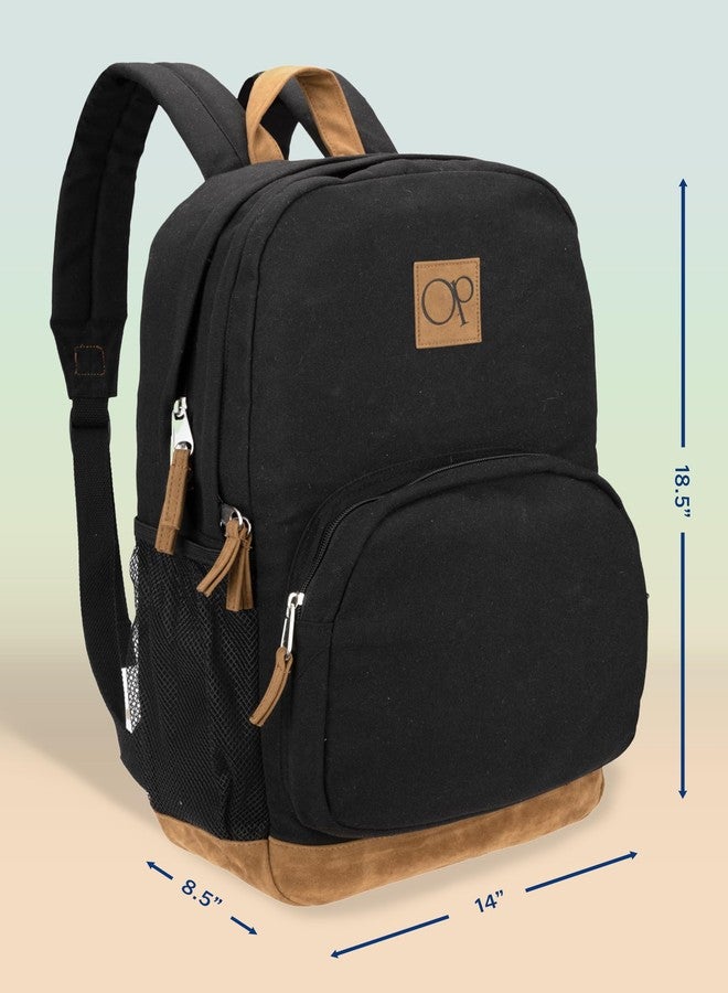 Ocean Pacific La Playa Canvas Backpack for Travel, Sports, Beach, Work, Casual Daypack for Men Women Fits 15.6 Inch Laptop (Black) - Image 3