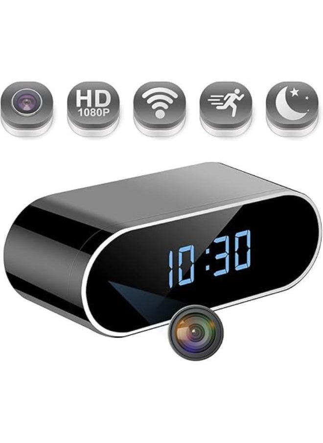 MANAM TRADING Security Camera Indoor with Clock Wireless Nanny Cam No Audio Baby Monitor Pet WiFi Camera, HD 1080P & 140° Wide Angle Camera with Night Vision & Motion Detection  - Image 1
