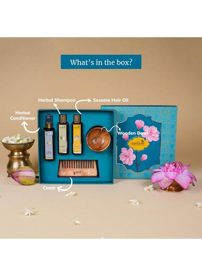 MELLOW Ayurveda Hair Ritual Valentine Giftset For Boyfriend/Girlfriend/Husband/Wife | Premium & Luxurious Gift Box | Giftset For All Special Occasions | For All Skin Types | 100% Natural & Timeless Ayurvedic Skin, Body & Haircare Giftset | Ministry Of Ayush Certified  - Image 3