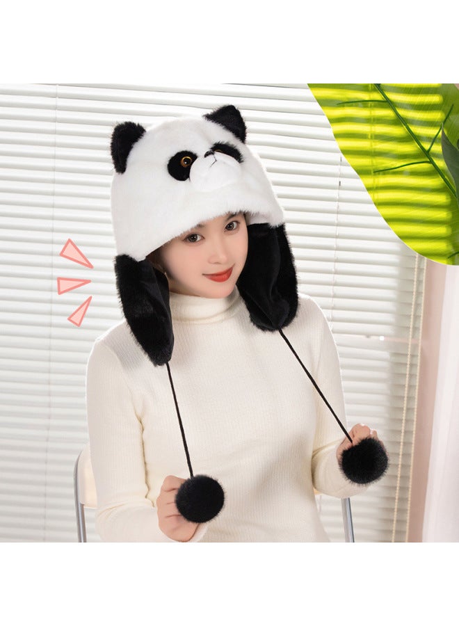 Genuine Imitation Mink Hair Giant Panda Flower Plush Padded Hat Children Adult Ear Protection Cap Chengdu Base-Specifications:Panda Dog  - Image 1