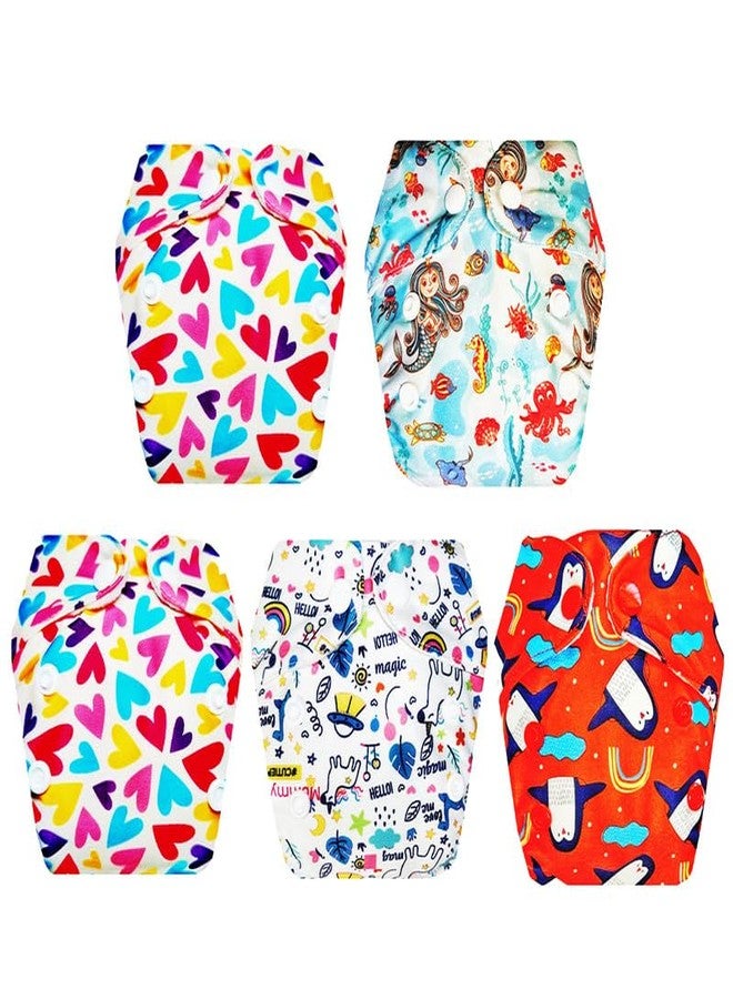 حفاضات قماشية فاخرة من دمبلدو للأطفال حديثي الولادة مع ماصة مدمجة (عبوة من 5) | مضادة للحساسية | قابلة لإعادة الاستخدام والغسل | مناسبة للسفر | تغيير حفاضات بدون قلق | من 0 إلى 4 أشهر | للجنسين - Image 1