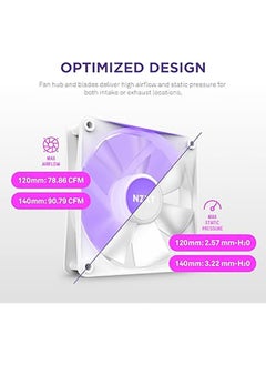 NZXT NZXT F120 RGB Core Hub-Mounted Fans with RGB Controller, High Airflow & Static Pressure, Up to 1800 RPM Speed, FDB, 78.86 CFM Airflow, Sync Lighting with Controller, Triple Pack, White | RF-C12TF-W1  - Image 3