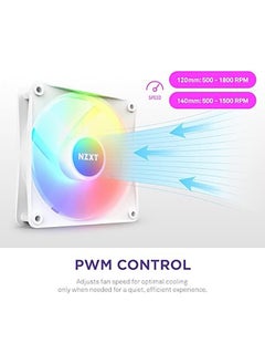 NZXT NZXT F120 RGB Core Hub-Mounted Fans with RGB Controller, High Airflow & Static Pressure, Up to 1800 RPM Speed, FDB, 78.86 CFM Airflow, Sync Lighting with Controller, Triple Pack, White | RF-C12TF-W1  - Image 5