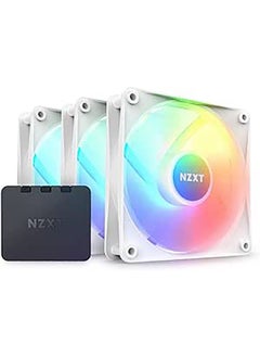NZXT NZXT F120 RGB Core Hub-Mounted Fans with RGB Controller, High Airflow & Static Pressure, Up to 1800 RPM Speed, FDB, 78.86 CFM Airflow, Sync Lighting with Controller, Triple Pack, White | RF-C12TF-W1  - Image 1