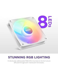 NZXT NZXT F120 RGB Core Hub-Mounted Fans with RGB Controller, High Airflow & Static Pressure, Up to 1800 RPM Speed, FDB, 78.86 CFM Airflow, Sync Lighting with Controller, Triple Pack, White | RF-C12TF-W1  - Image 2