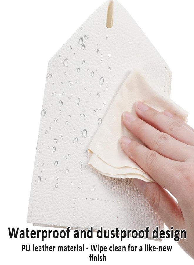 Bruislard Leather Tissue Box Cover, 2 Pack 5.31" White Square Decorative PU Leather Tissue Box Holder Facial Paper Organizer Dispenser for Bathroom Dressing Table Bedside Table Office Desk and Car - Image 3