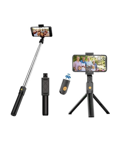 Bluetooth Selfie Stick with Tripod Stand and Multifunctional Extendable Bluetooth Remote Control (Bluetooth Remote Control Included)