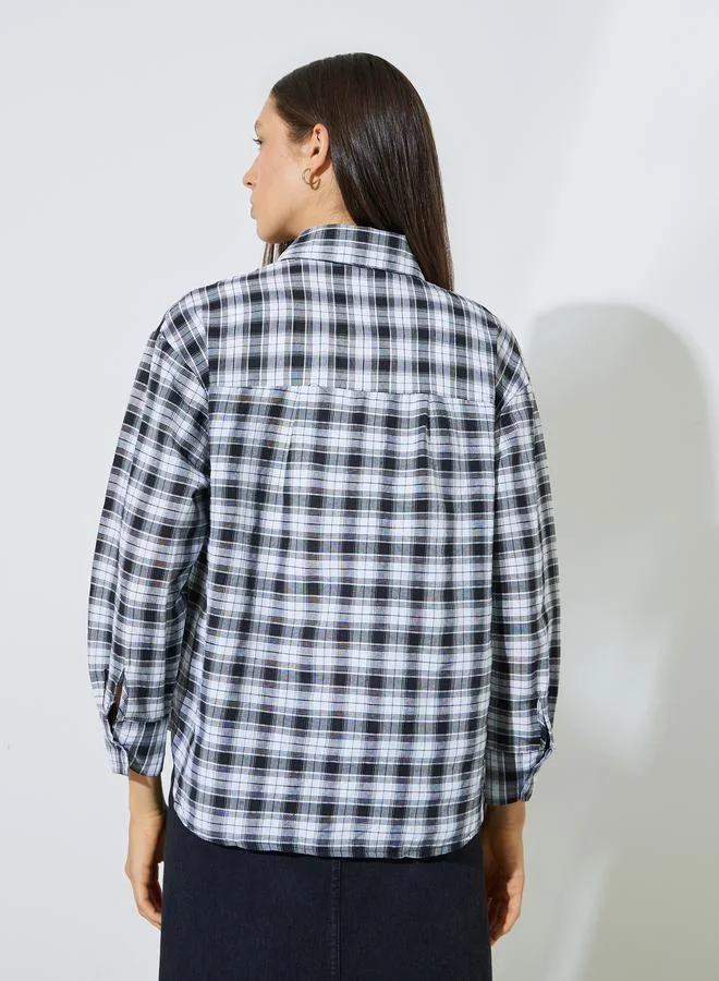 Styli Black Pack of 2 - Checked Long Sleeve Shirt and Tank Set for Women | Best Price UAE