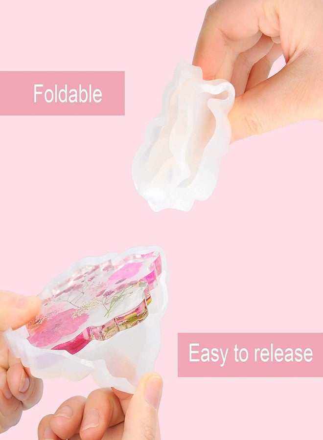 Ditya crafts® - 4.5" Flower Shape Coaster Mold/Frame Mold, 3D Frame Mold Resin DIY Art Silicone Mould, DIY Coaster - Image 4