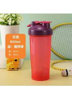 600ML Protein Shaker Multi-Color Sports Bottle with Mixer Ball Red