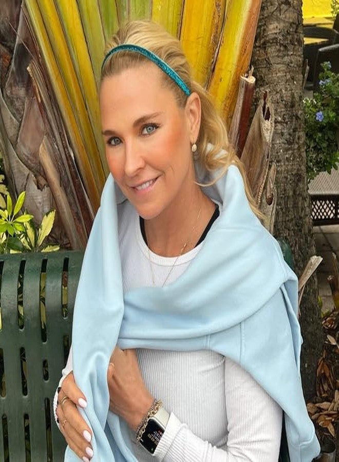 Sweaty Bands Womens Girls Headband - Non-Slip Velvet-Lined Sparkle Hairband - Viva Diva Turquoise 3/8-Inch - Image 5