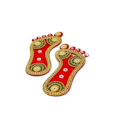 KRIWIN Decorative Laxmi Charan Paduka, Embellished Footprints, Religious Festival Decor (Stones, 3 inch) - Image 5