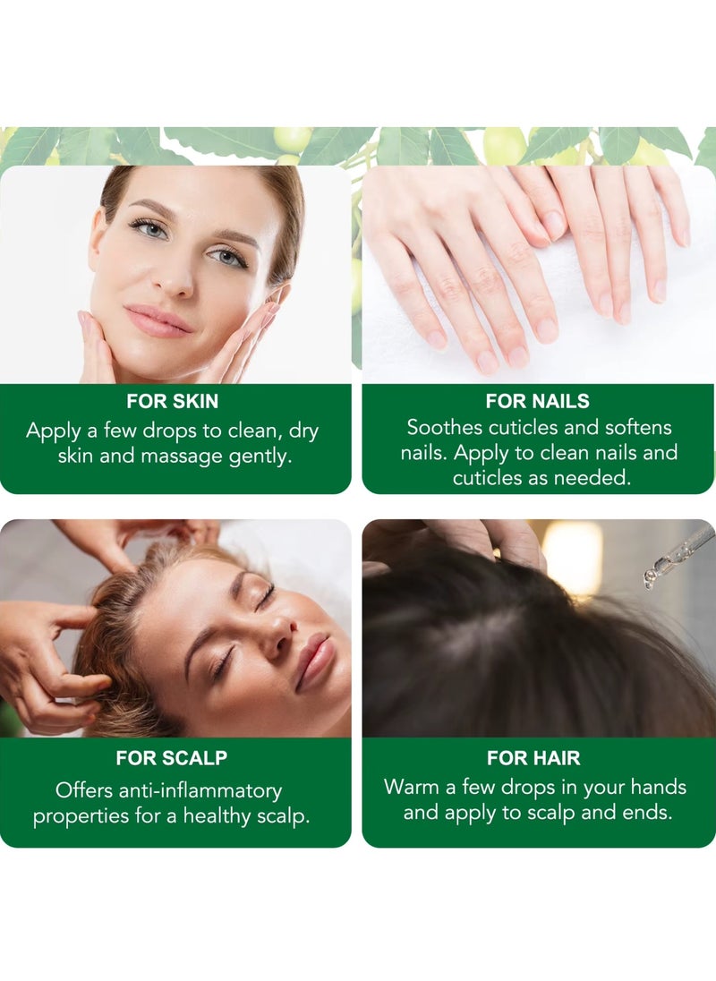 ALIVER - 60ml Neem Oil for Hair Growth and Skin Care Pure Cold Pressed Organic Neem Oil for Hair Skin Nails promote Healthy Hair Growth Reduce Fine Lines Dark Spots Anti Aging Essential Serum - Image 1