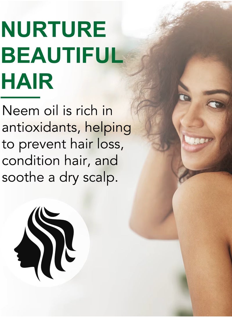 ALIVER - 60ml Neem Oil for Hair Growth and Skin Care Pure Cold Pressed Organic Neem Oil for Hair Skin Nails promote Healthy Hair Growth Reduce Fine Lines Dark Spots Anti Aging Essential Serum - Image 1