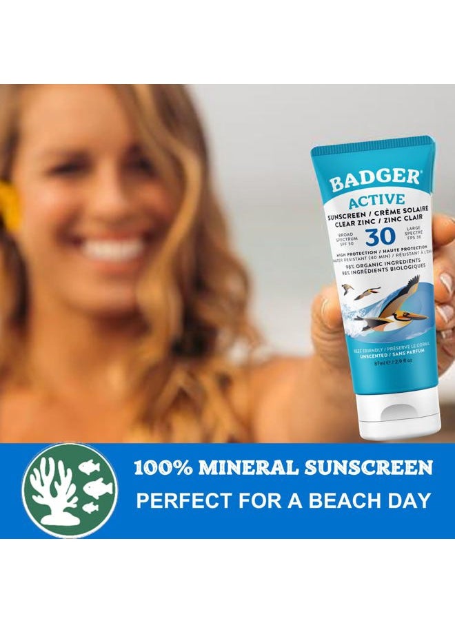 Badger Mineral Sunscreen Cream SPF 30, Zinc Oxide Sun Care, 98% Organic, Reef Safe, Water Resistant, Unscented Face and Body Sunscreen Travel Size, 2.9 fl oz  - Image 3