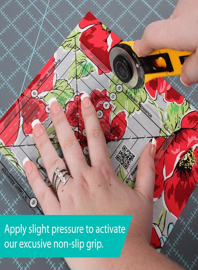 Creative Grids 9-1/2in Square It Up or Fussy Cut Square Quilting Ruler - CGRSQ9 - Made in USA, Non-Slip Grip Acrylic Quilting, Sewing, Crafting, Patchwork Ruler & Template - Image 4