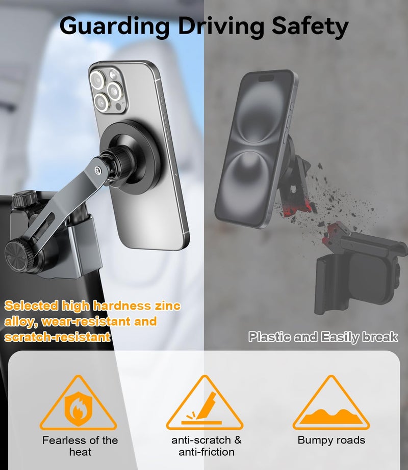 CloudValley Phone Mount for Tesla Model Y Juniper Model 3 Highland Model S/X 2025, Magnetic Metal Car Mount, Adjustable & Extendable, No Glue Required, Compatible with MagSafe iPhone 16/15/14/13/12 - Image 4