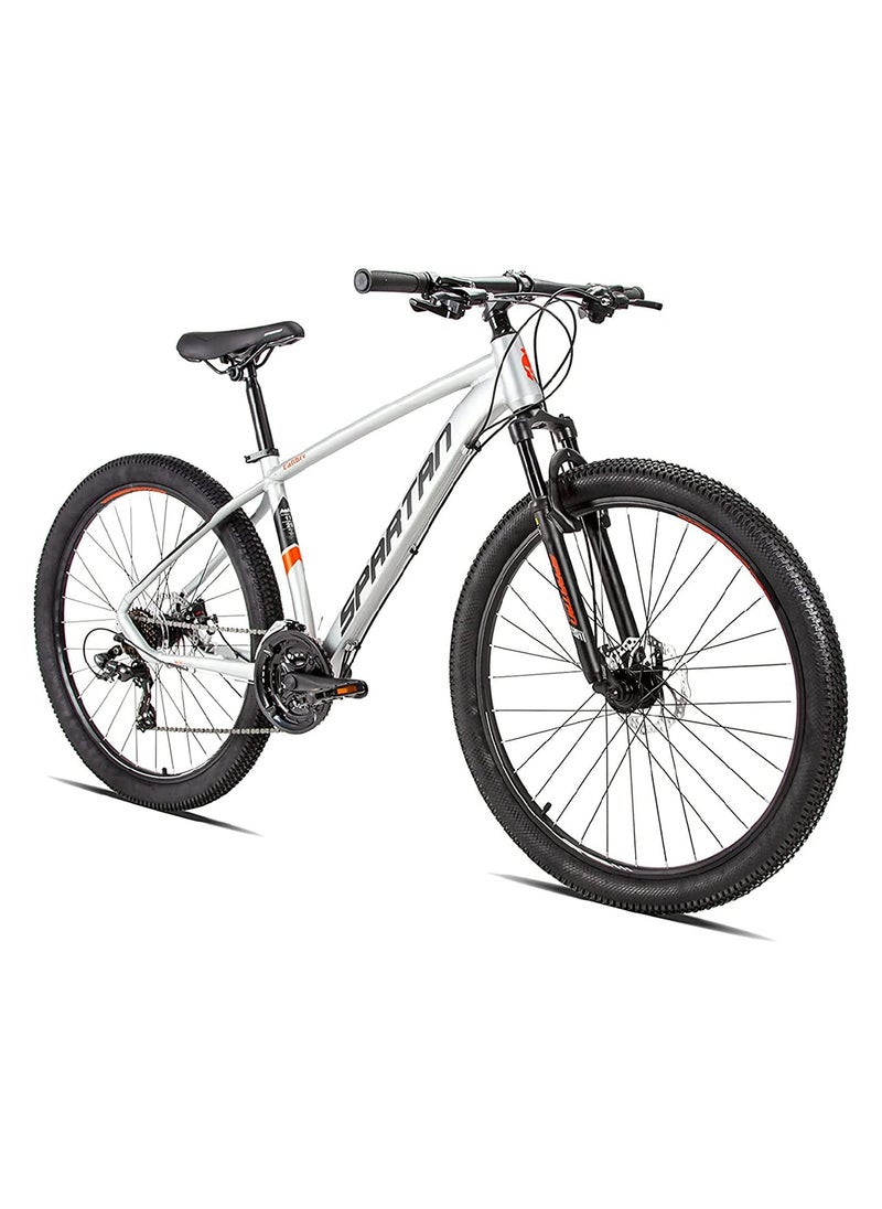 Spartan Calibre Hardtail Mountain Bicycle| 24 inch wheel size| 21 speed Shimano gear | For teens and adults| Satin Silver  - Image 1