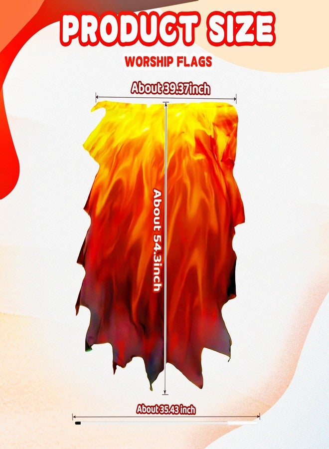 Baisdan 54"x45" Worship Flags for Dance Church, Praise Dance Flags for Worship, Fire Flag with Flexible Rods & Carrying Bag, 2 Pack, Orange Red Black - Image 2
