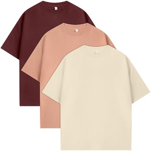 Eadali 3 Pack Men’s Oversized T-Shirts – Drop Shoulder Crewneck Heavyweight 280g Cotton Summer Loose Fit Short Sleeve Casual Tees for Men & Women - Image 1