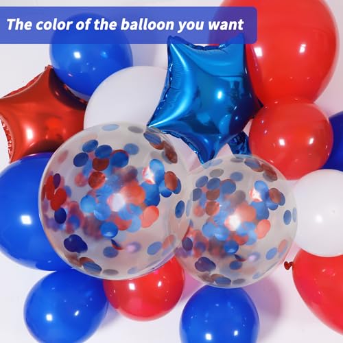 RUBFAC 160pcs Red White and Blue Balloons Garland Arch Kit, 4th of July Balloons Patriotic Decorations, Birthday Wedding Nautical Patriotic Baseball Theme with Star Foil Balloons Decorations - Image 3