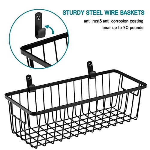 SheeChung Farmhouse Decor Metal Wire Bathroom Storage Organizer Basket Bins - for Cabinets, Shelves, Closets, Vanity Countertops, Under Sinks, Pantry, Laundry Room, Garage - Small, 2 Pack (Black) - Image 3