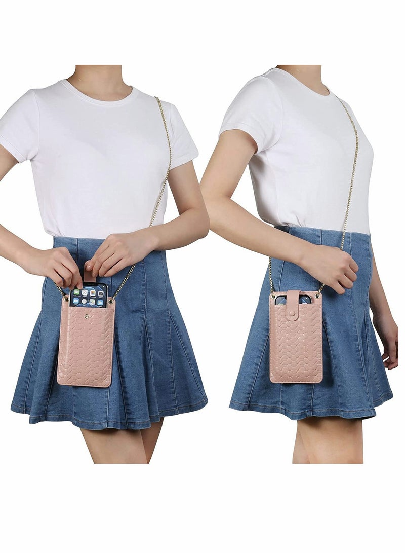 KASTWAVE Cell Phone Purse Wallet Small Crossbody Bags Mini Shoulder Bag with Card Slot for iPhone 13 12 11 Pro Max XR (Pink) - Image 3