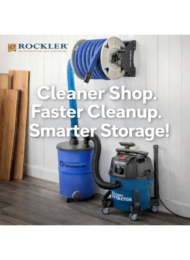 ROCKLER Dust Right Shop Vacuum Hose Reel - Holds 40' Of 1-1/2'' Extension W/Steel Frame Adjustable Tension Knob, Wall Mount Easy Installation Collector Accessories - Image 5