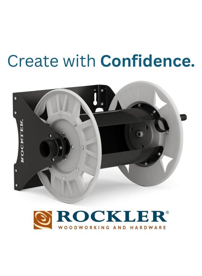 ROCKLER Dust Right Shop Vacuum Hose Reel - Holds 40' Of 1-1/2'' Extension W/Steel Frame Adjustable Tension Knob, Wall Mount Easy Installation Collector Accessories - Image 2