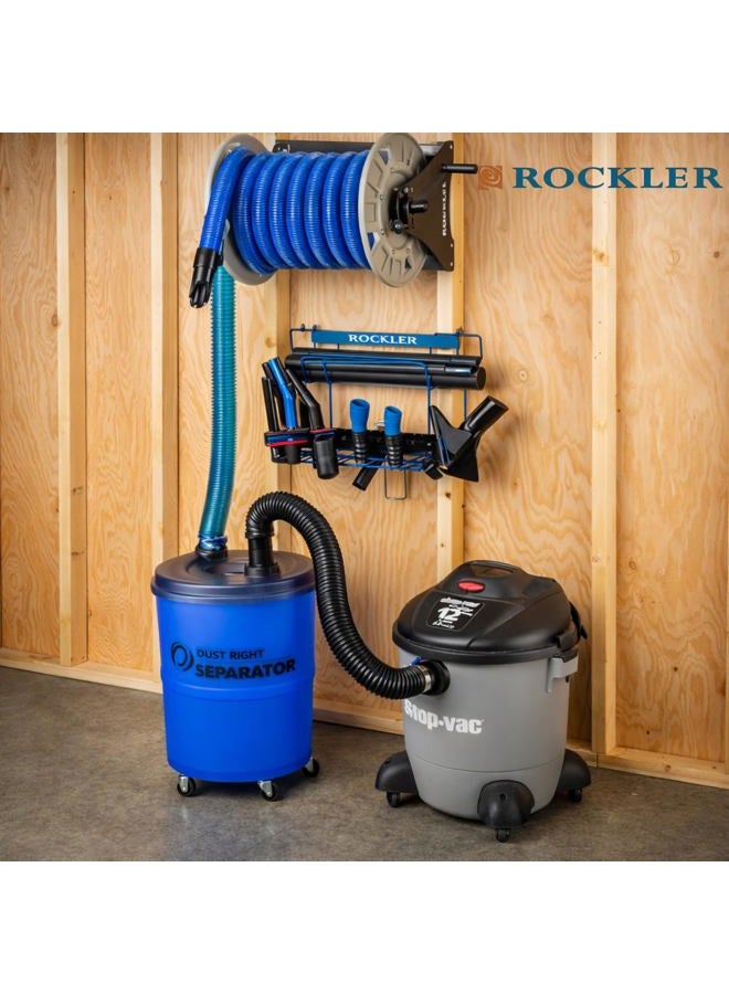 ROCKLER Dust Right Shop Vacuum Hose Reel - Holds 40' Of 1-1/2'' Extension W/Steel Frame Adjustable Tension Knob, Wall Mount Easy Installation Collector Accessories - Image 4