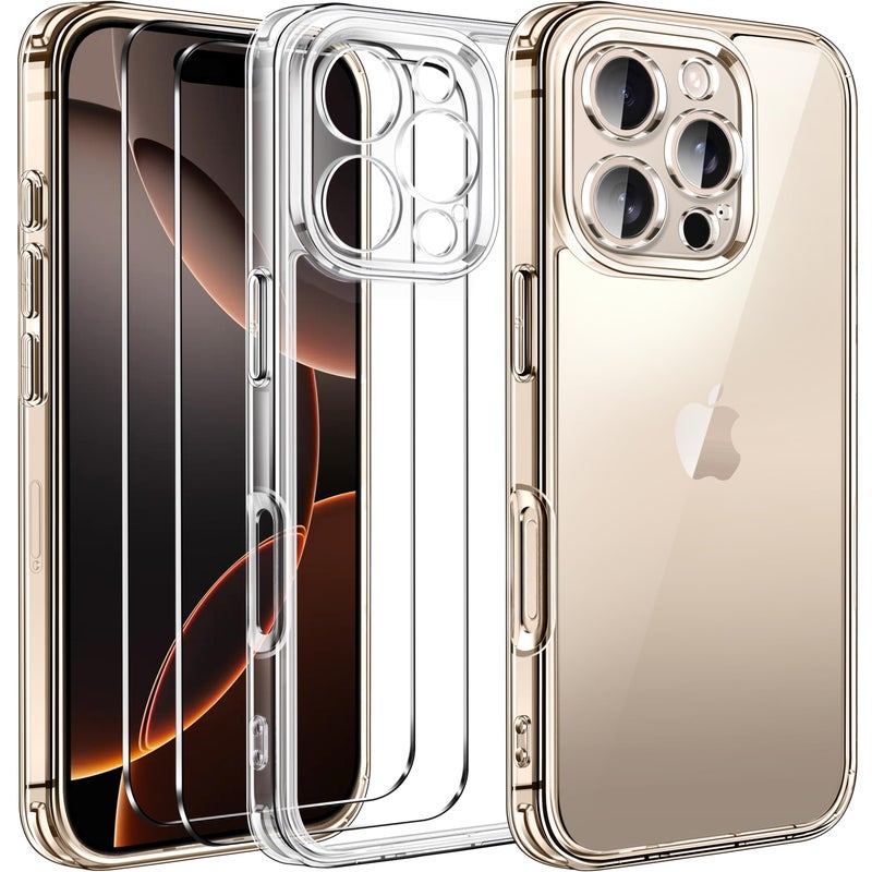 ivoler 3-in-1 Clear Case Designed for iPhone 16 Pro Max 6.9'' 2024 with 2 Pack Tempered Glass Screen Protector Full Camera Protection, Military Shockproof Protective Hard Back Slim Phone Cover- Clear - Image 1