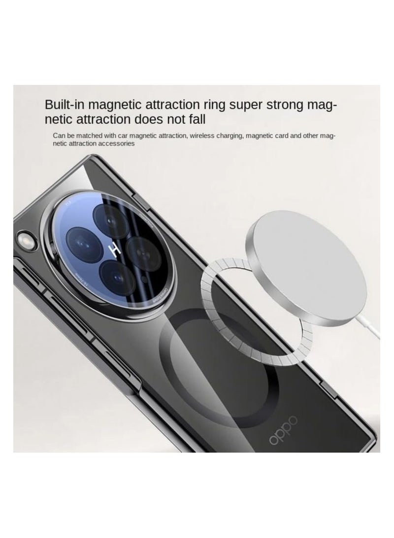 general Magnete Case for OPPO Find N6, [Built-in Screen Protector/Camera Protector] [Wireless Charging Support] Electroplated Transparent Shock-Resistant Flip Case - Image 4