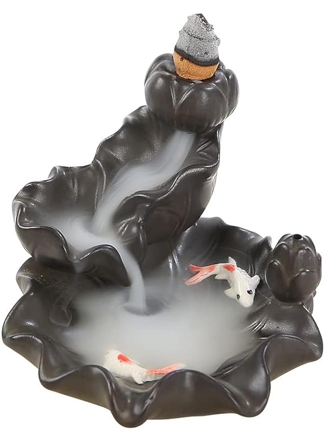 erorex Ceramics Waterfall Incense Burner Backflow Incense Burner Lotus Flower Incense Burner Aromatherapy Incense Seat 