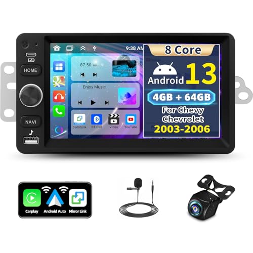 UNITOPSCI 4G+64G 8 Core Android Car Stereo for Chevy Chevrolet Silverado SSR Tahoe 2003-2006, GMC Siera Yukon 2003-2006, Hummer 2003-2006 Apple CarPlay Android Auto 7 Inch Touchscreen BT GPS WiFi DSP AHD Camera - Image 1