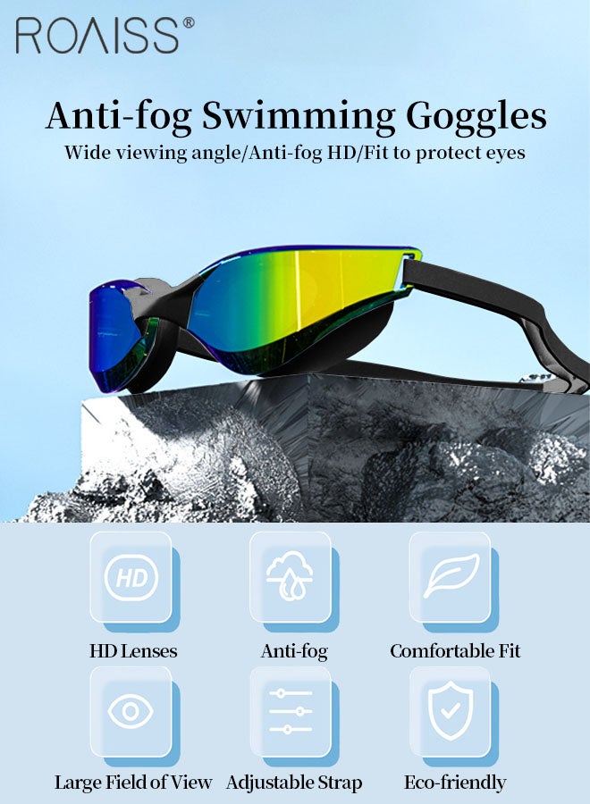 roaiss 4 Pcs Adult Swim Goggle Set, Racing Anti-fog Swimming Goggles, Indoor and Outdoor Swimming Equipment with Goggle, Swimming Cap, Nose Clip and Earplugs  - Image 2
