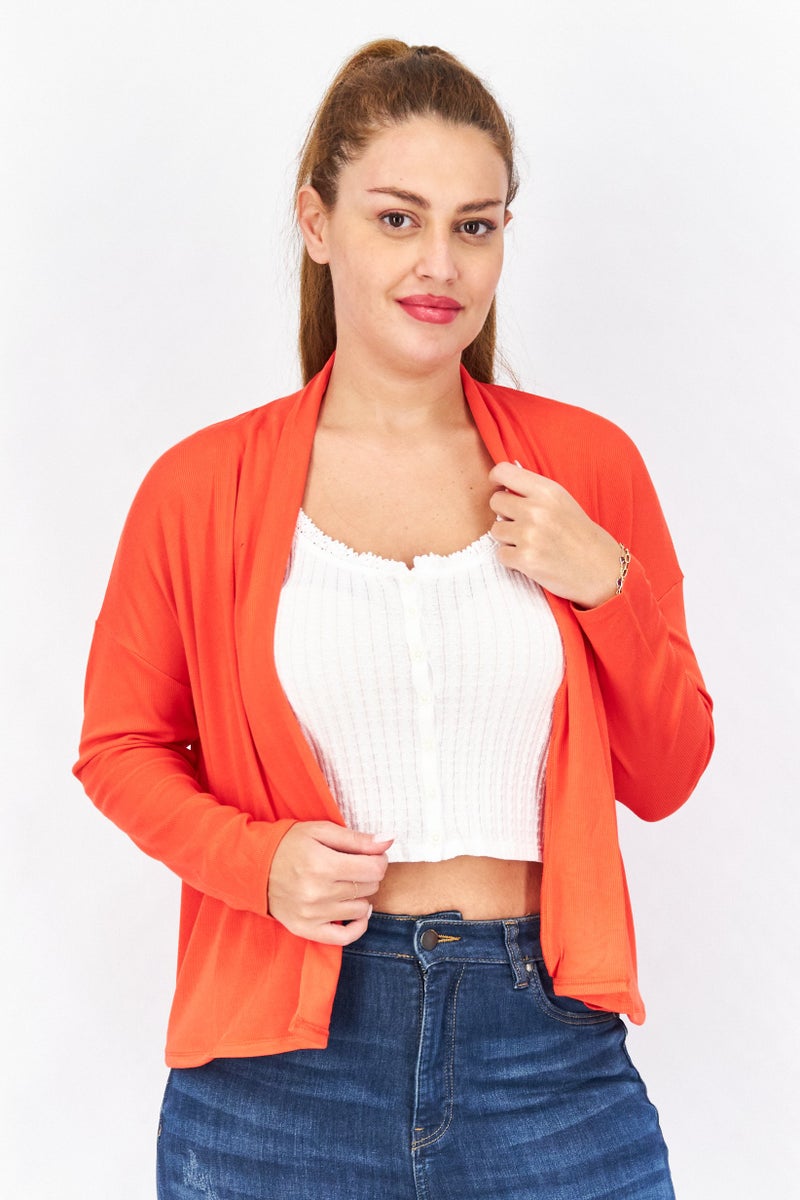 BB Dakota by Steve Madden Women Split Neck Plain Cardigan, Hibiscus - Image 1