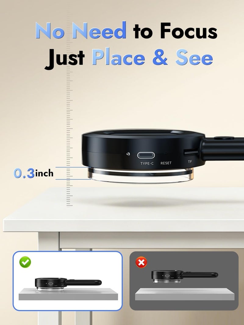 100 Times digital magnifying glass with screen is suitable for reading and currency authentication, compatible with Windows/Mac, with 32GB memory card Black - Image 2